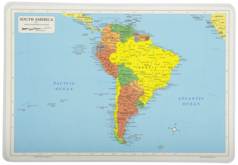 Painless Learning South America Map Placemat, 12 x 17 1/2 inches - Image 1